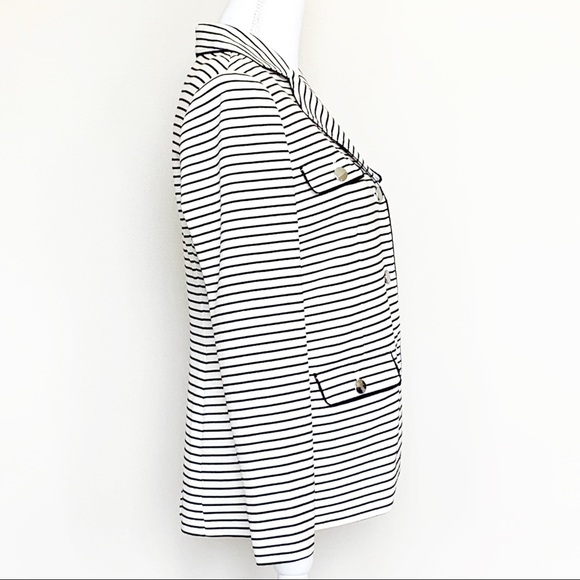 CHICO’S Black and White Striped Knit Jacket Size 0 - Picture 3 of 8